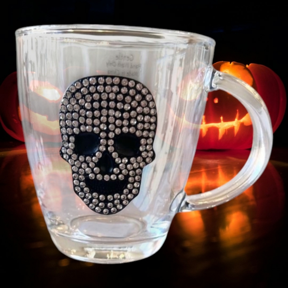 💀Gothic Rhinestone Skull Glass Mug Set (2)💀